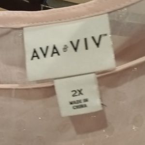 FINAL PRICE NWOT FINAL PRICE AVA & VIV pink sheer l/s blouse w elastic cuffs